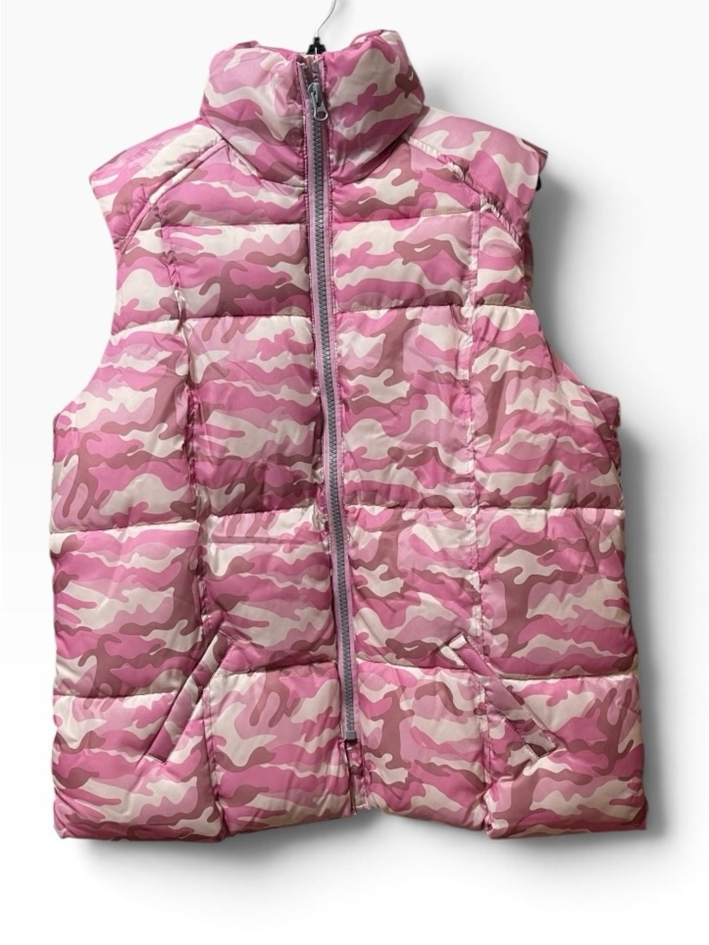 Women's Pink White Camouflage Camo Puffer Vest Middleweight Layering 18/20W NWT